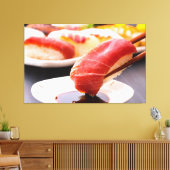 Savor the moment - Tuna sushi demonstration Canvas Afdruk (Insitu (Woonkamer))