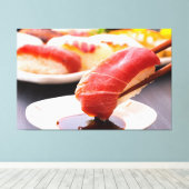 Savor the moment - Tuna sushi demonstration Canvas Afdruk (Insitu (Houten vloer))