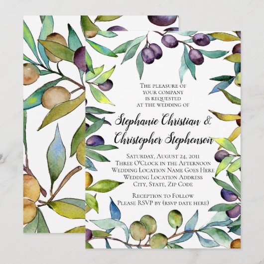 Savory Olife Tuscan Waterverf Wedding Kaart (Voorkant / Achterkant)