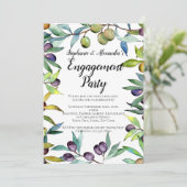 Savory Olive Toscaanse Waterverf Engagement Party Kaart (Staand voorkant)