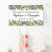 Savory Oliving Tuscan Waterverf Wedding Welcome Spandoek (Insitu)