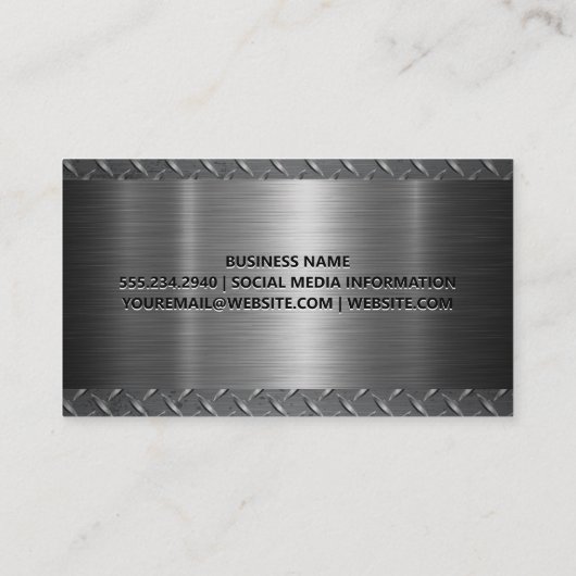 Saw Blade | Ruitstaal | Metaal Visitekaartje (Achterkant)