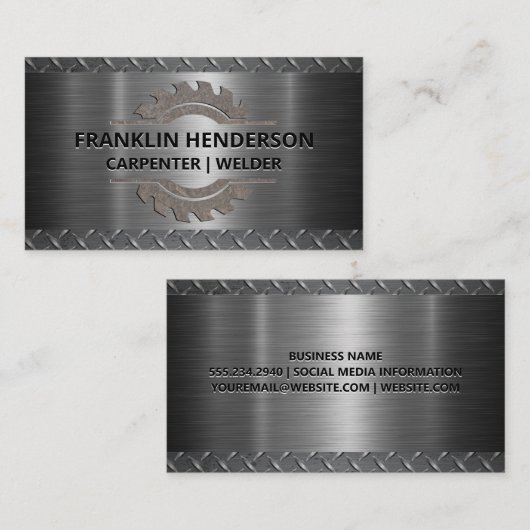 Saw Blade | Ruitstaal | Metaal Visitekaartje (Voorkant / Achterkant)