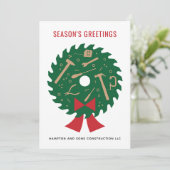 Saw Blade Wreath Construction Company Feestdagenkaart (Staand voorkant)