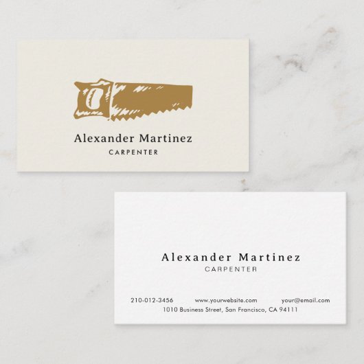 Saw Carpenter Woodarbeider Lumberjack Handyman Visitekaartje (Voorkant / Achterkant)