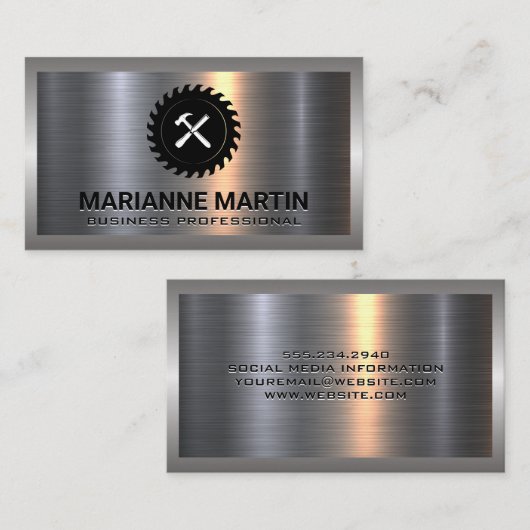 Saw en Hammer | Metaal Visitekaartje (Voorkant / Achterkant)