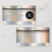 Saw Hammer | Metaal geborsteld met rivieren Visitekaartje (Voorkant / Achterkant)