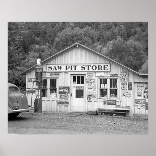 Saw Pit Store, 1940. Oude foto Poster (Voorkant)