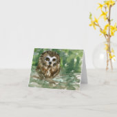 "Saw Whet Owl" Kaart (Gele Bloem)