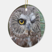 Saw-whet Owl Keramisch Ornament (Links)