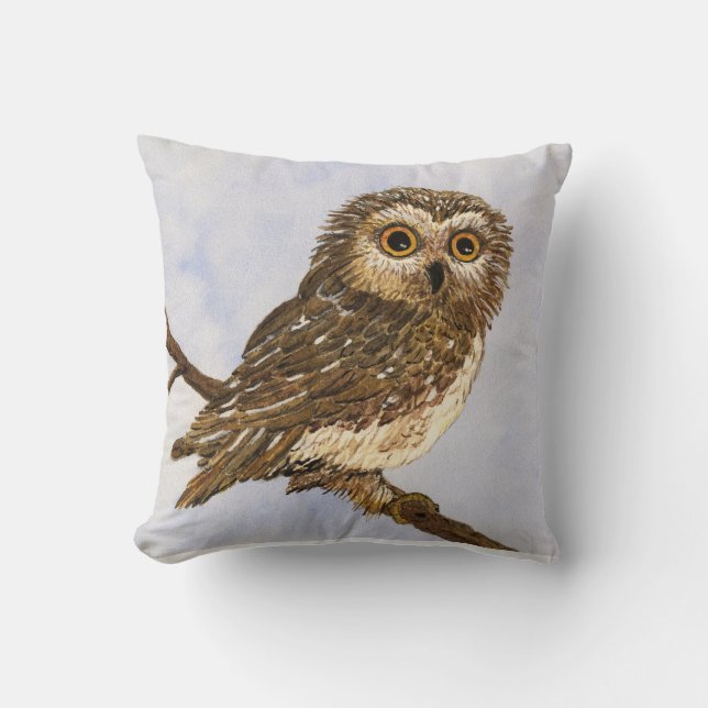 Saw-Whet Owl Pillow Kussen (Voorkant)
