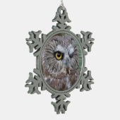 Saw-whet Owl Tin Sneeuwvlok Ornament (Links)