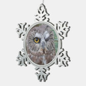 Saw-whet Owl Tin Sneeuwvlok Ornament (Rechts)