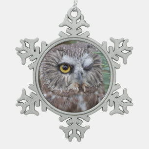 Saw-whet Owl Tin Sneeuwvlok Ornament
