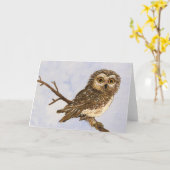 Saw-Whet Owl-Wenskaart Kaart (Gele Bloem)