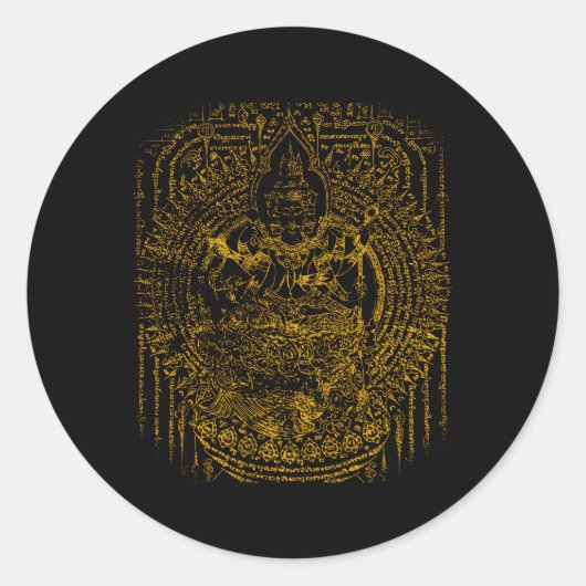 Sawadee Thai Traditional Sak Yant Thai Twin Tigers Ronde Sticker (Voorkant)