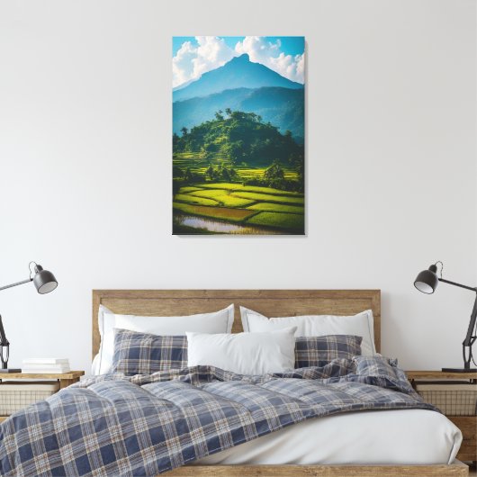 Sawah di Kaki Gunung Canvas Afdruk (Insitu (Slaapkamer))
