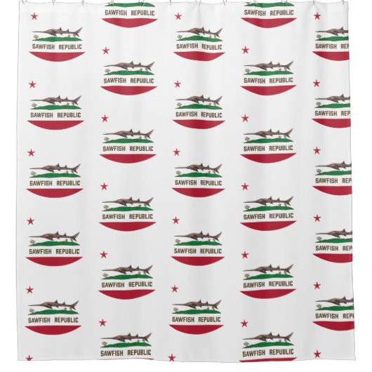 Sawfish Republic Ray Flag Carpenter Shark Douchegordijn (Voorkant)