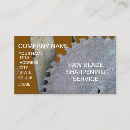 Sawmill Blade Sharpening  Business Card Visitekaartje (Voorkant)