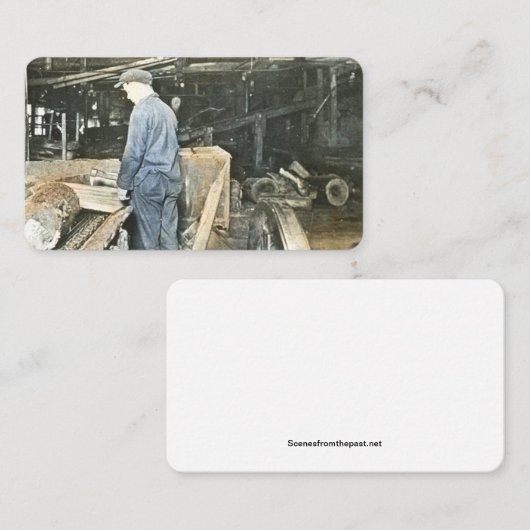 Sawmillarbeiders Magic Lantern Slide Visitekaartje (Voorkant / Achterkant)
