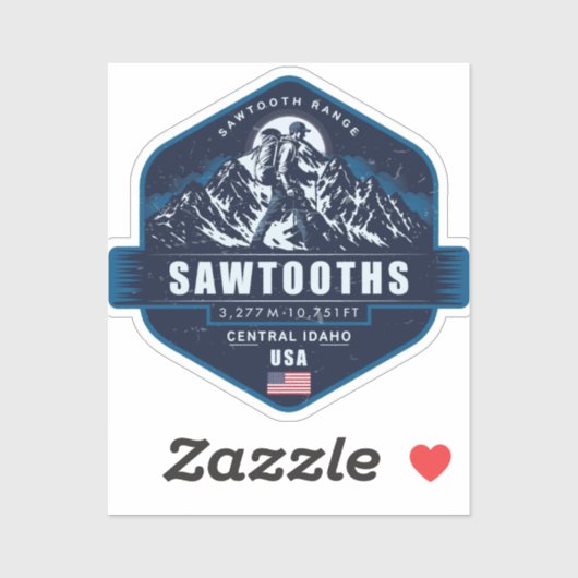 Sawtooth Mountains Idaho Wandelbadge Sticker (Vel)