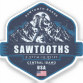 Sawtooth Mountains Idaho Wandelbadge Sticker (Voorkant)