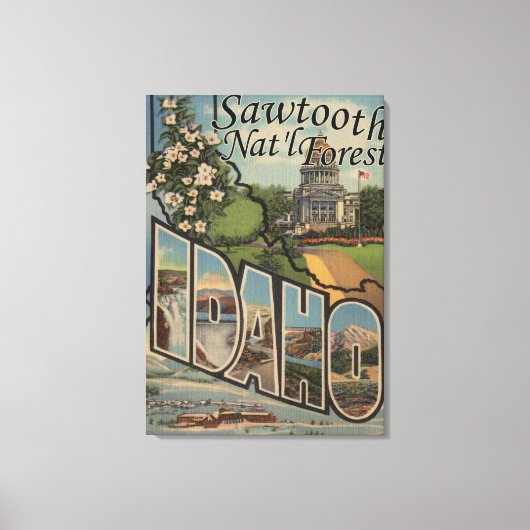 Sawtooth Nat'l Forest, Idaho - Grote letter Canvas Afdruk (Voorkant)
