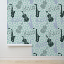 Sax en violen patroon behang