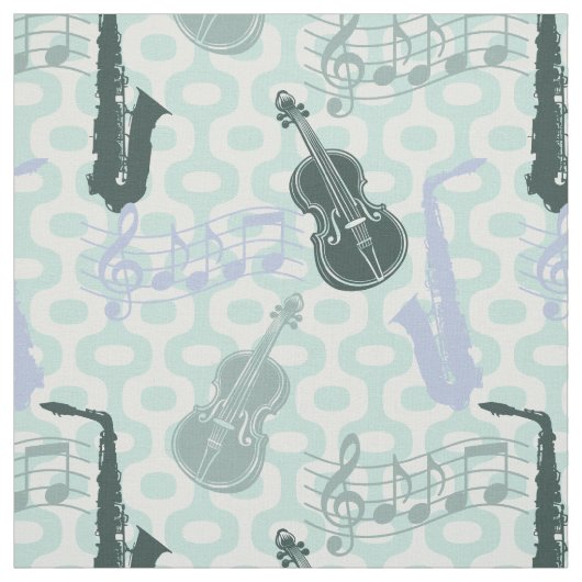 Sax en violen patroon stof (Swatch)