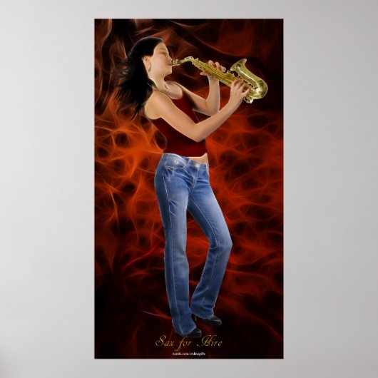 "SAX FOR HIRE" SAXOPHONE Music Lover Art Poster (Voorkant)