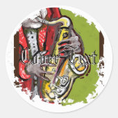 Sax Man verontruste ronde Stickers (Voorkant)