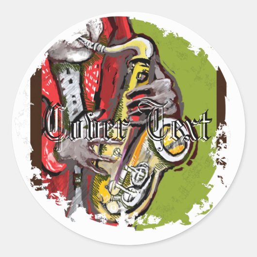 Sax Man verontruste ronde Stickers (Voorkant)