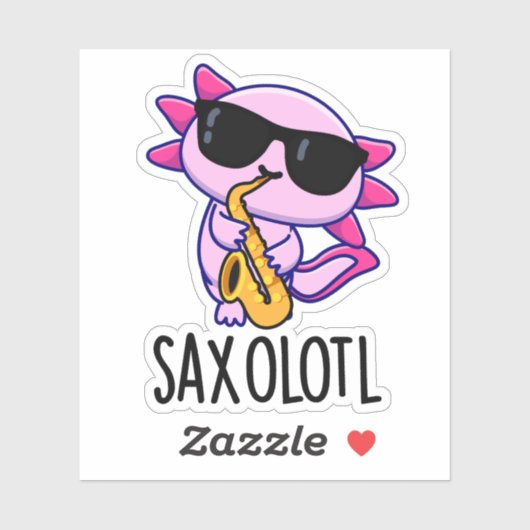 Sax-olotl Grappige Saxofoon Puns Sticker (Vel)