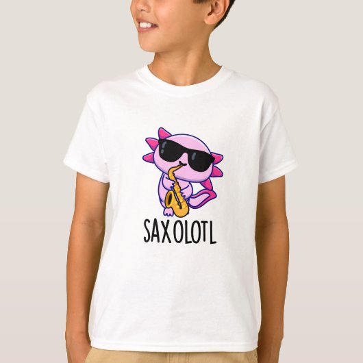Sax-olotl Grappige Saxofoon Puns T-shirt (Voorkant)