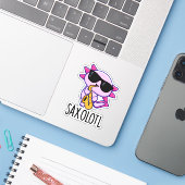 Sax-olotl Grappige Saxofoon Woordspelingen Sticker (Laptop met iPhone)