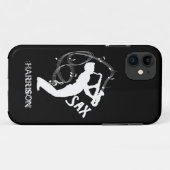 Sax Player Musical Notes Instrument Jazz Music Case-Mate iPhone Case (Achterkant (horizontaal))