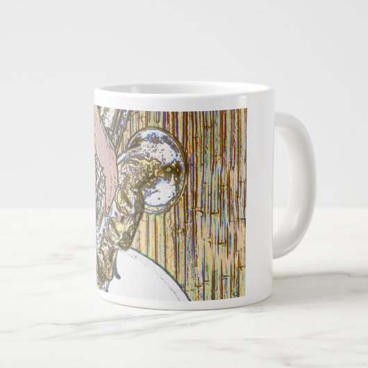 sax speler posterized saxophone golden grote koffiekop (Voorkant rechts)