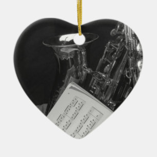 Saxaphone en Sheet Music Keramisch Ornament