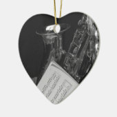 Saxaphone en Sheet Music Keramisch Ornament (Links)