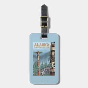 Saxman Totem Village Oude Reisposter Bagagelabel