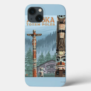 Saxman Totem Village Vintage Travel Poster Case-Mate iPhone Case