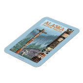 Saxman Totem Village Vintage Travel Poster Magneet (Linkerzijde)