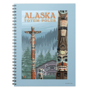 Saxman Totem Village Vintage Travel Poster Notitieboek