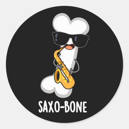 Saxo-bone Grappig bot grappig muziek woordspeling  Ronde Sticker (Voorkant)
