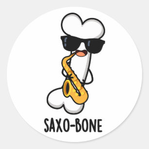 Saxo-bone Grappig bot grappig muziek woordspeling Ronde Sticker