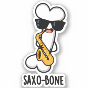 Saxo-bone Grappig bot grappig muziek woordspeling Sticker