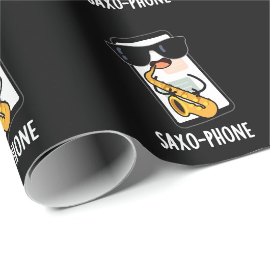 Saxo-telefoon Grappige Mobiele Puns Donker BG Cadeaupapier (Rol Hoek)