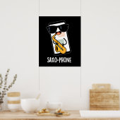 Saxo-telefoon Grappige Mobiele Puns Donker BG Poster (Keuken)