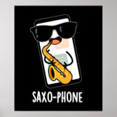 Saxo-telefoon Grappige Mobiele Puns Donker BG Poster (Voorkant)