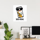 Saxo-telefoon Grappige Mobiele Puns Poster (Thuiskantoor)